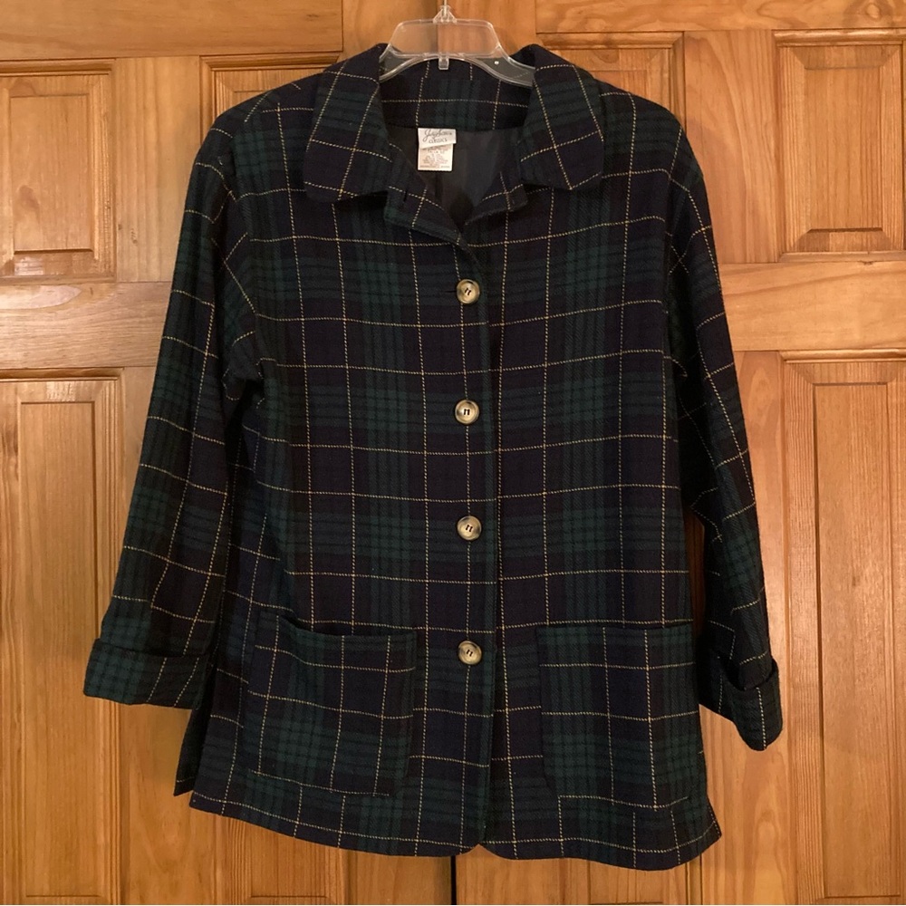 NWOT Jaclyn Smith Classics Vintage 80s 90s Coat 70% Wool Lined Jacket Blue Sz 12